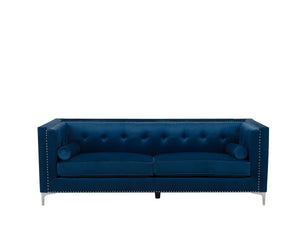 Avaldenses 3 Seater Velvet Sofa Navy Blue