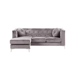 Flen Right Hand Velvet Corner Sofa Grey
