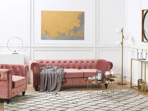 Chesterfield Upholstered Sofa (Pink)
