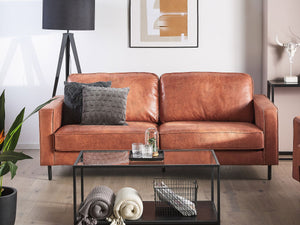 Savalen Leatherette Sofa Burnt Orange