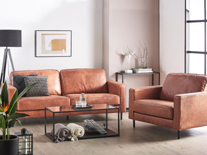 Savalen Leatherette Sofa Burnt Orange