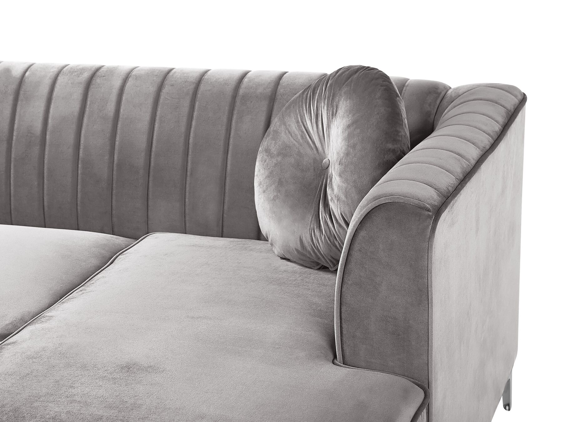 Timra Right Hand Velvet Corner Sofa Grey