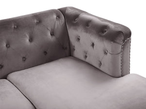 Flen Left Hand Velvet Corner Sofa Grey